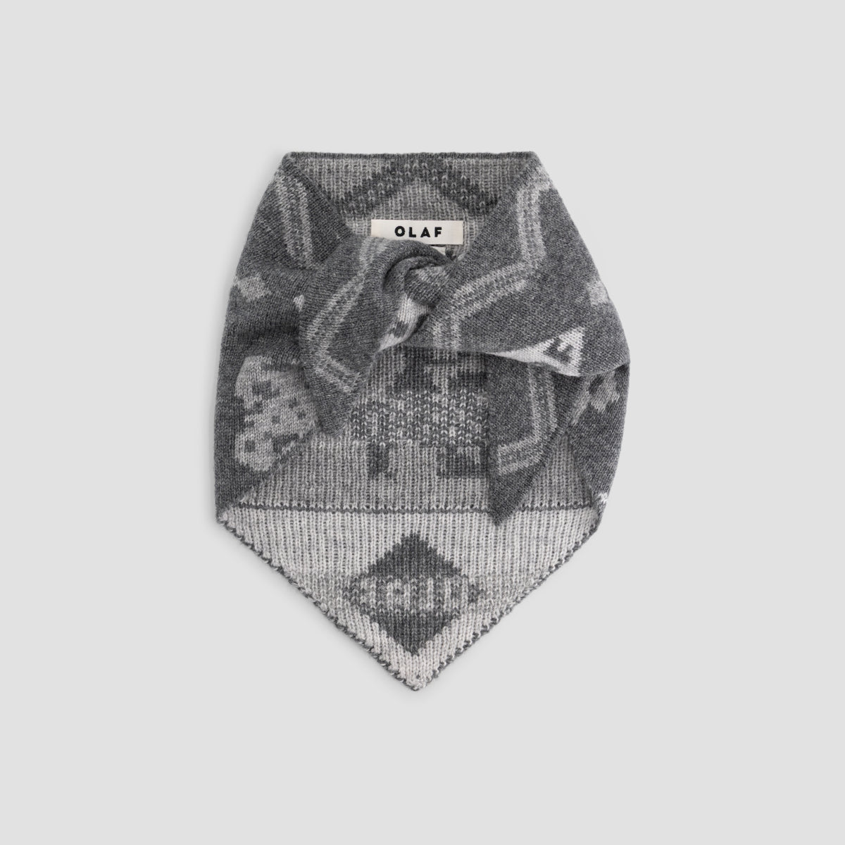 FAIR ISLE KNITTED SCARF | HEATHER GREY