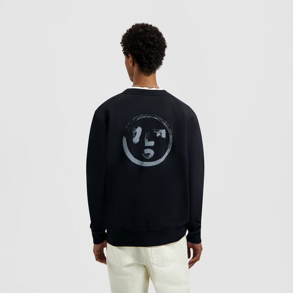 Brushstroke Face Crewneck - Black