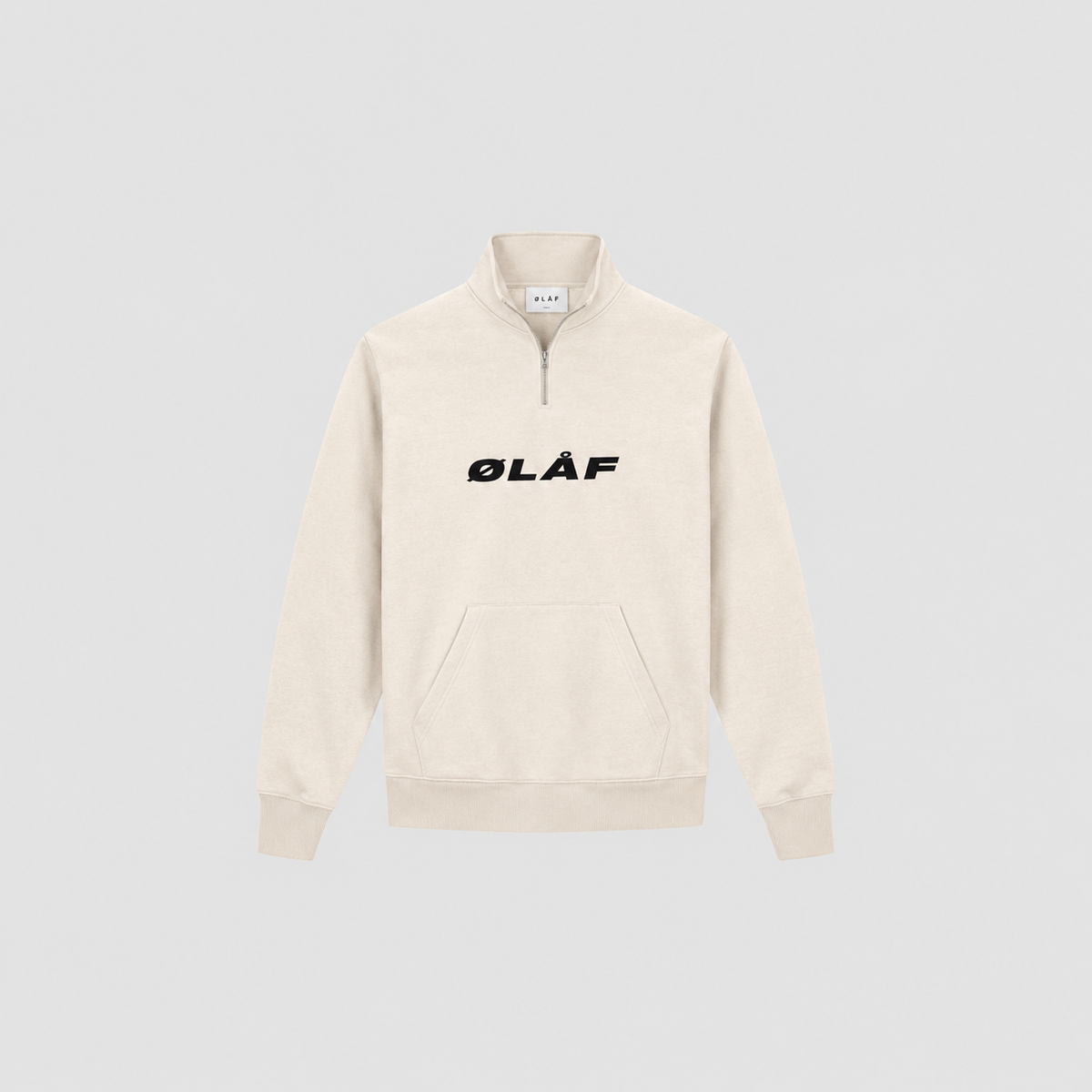 OLAF ITALIC ZIP MOCK SWEATER | ECRU HEATHER