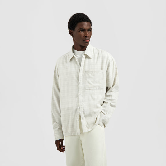 Double Faced Checked Boxy Shirt - Off White