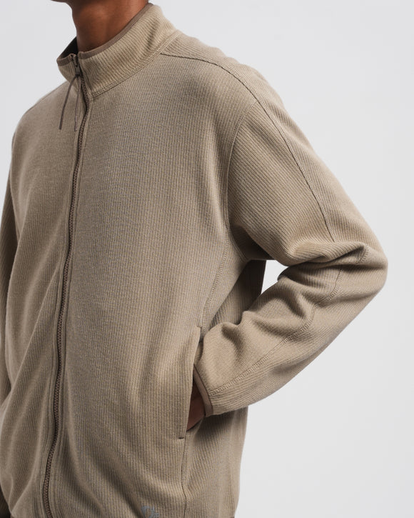 10 Year Textured Zip Mock - Greige