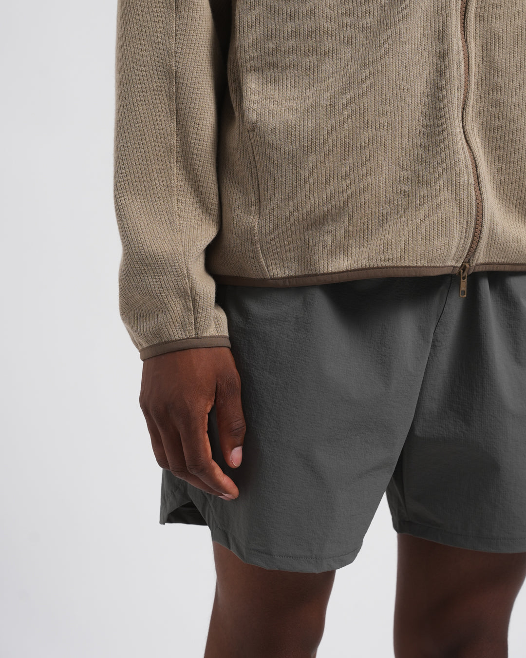 10 Year Textured Zip Mock - Greige