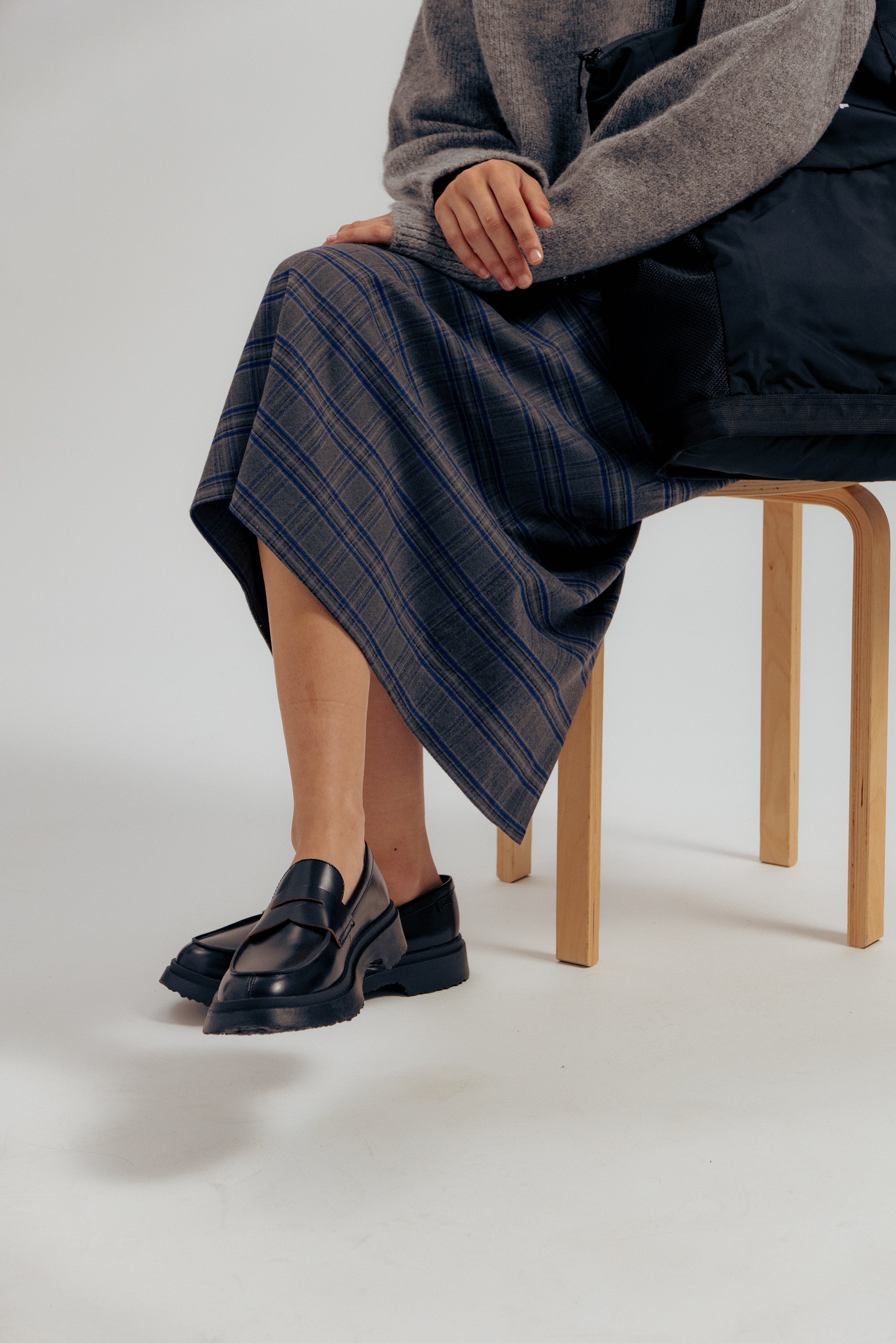 WMN Suit Long Skirt - Grey Check