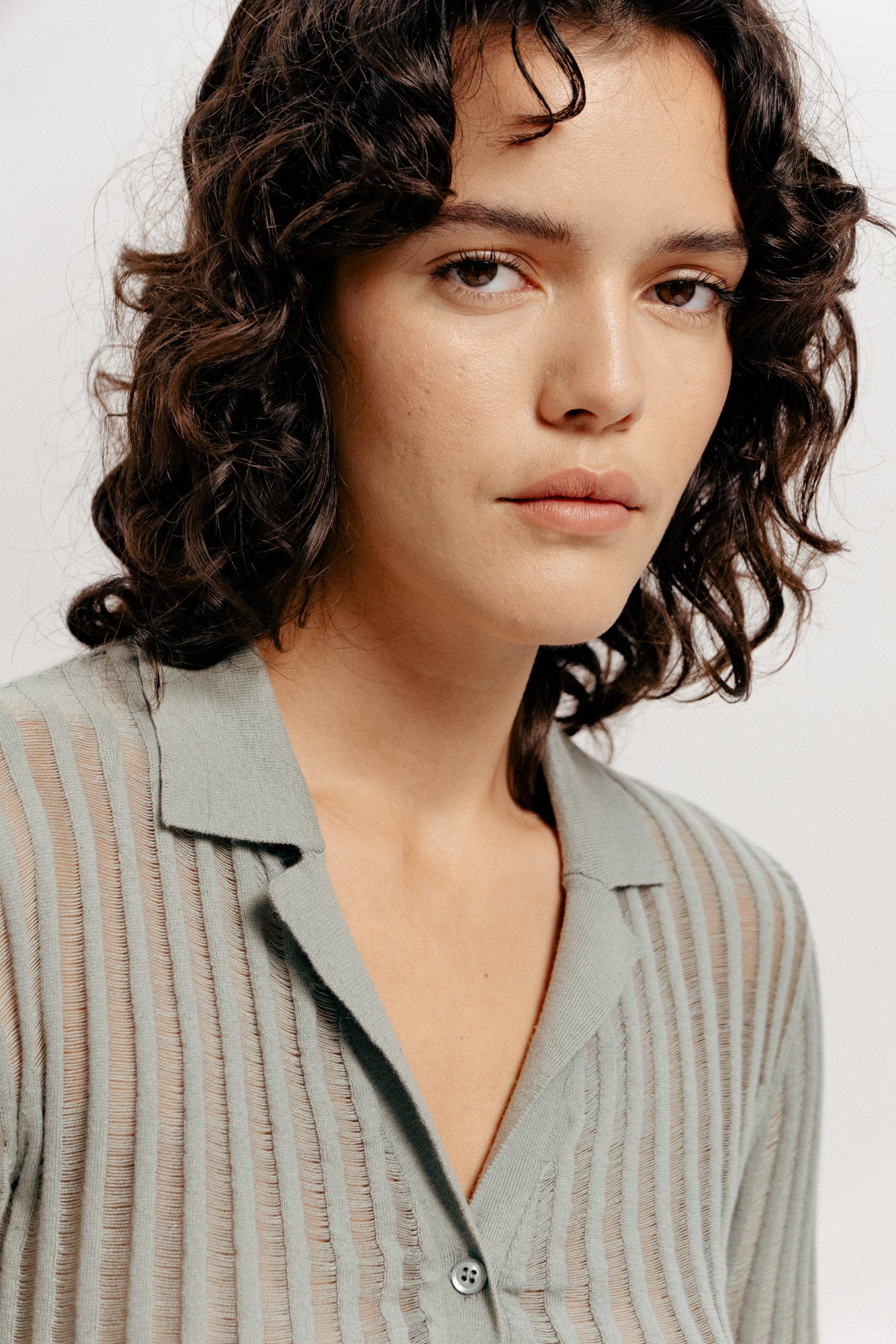 WMN Ladder Knit Shirt - Seafoam Green