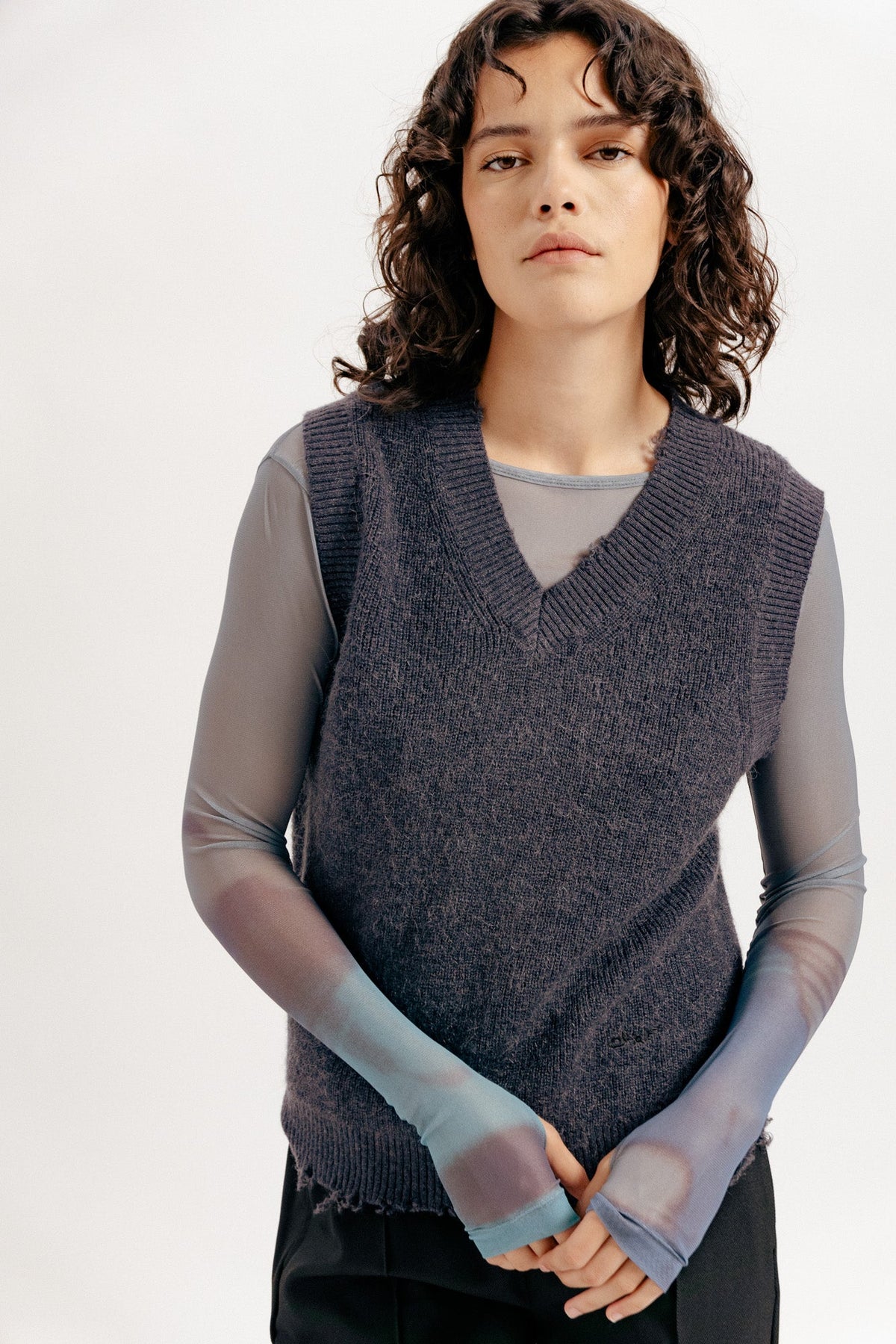 OLAF WMN MOHAIR KNITTED VEST | GREY
