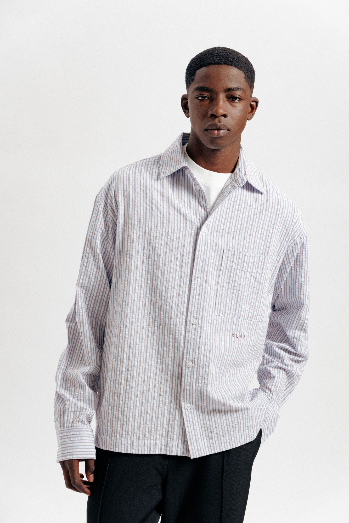 Seersucker Boxy Shirt - Blue