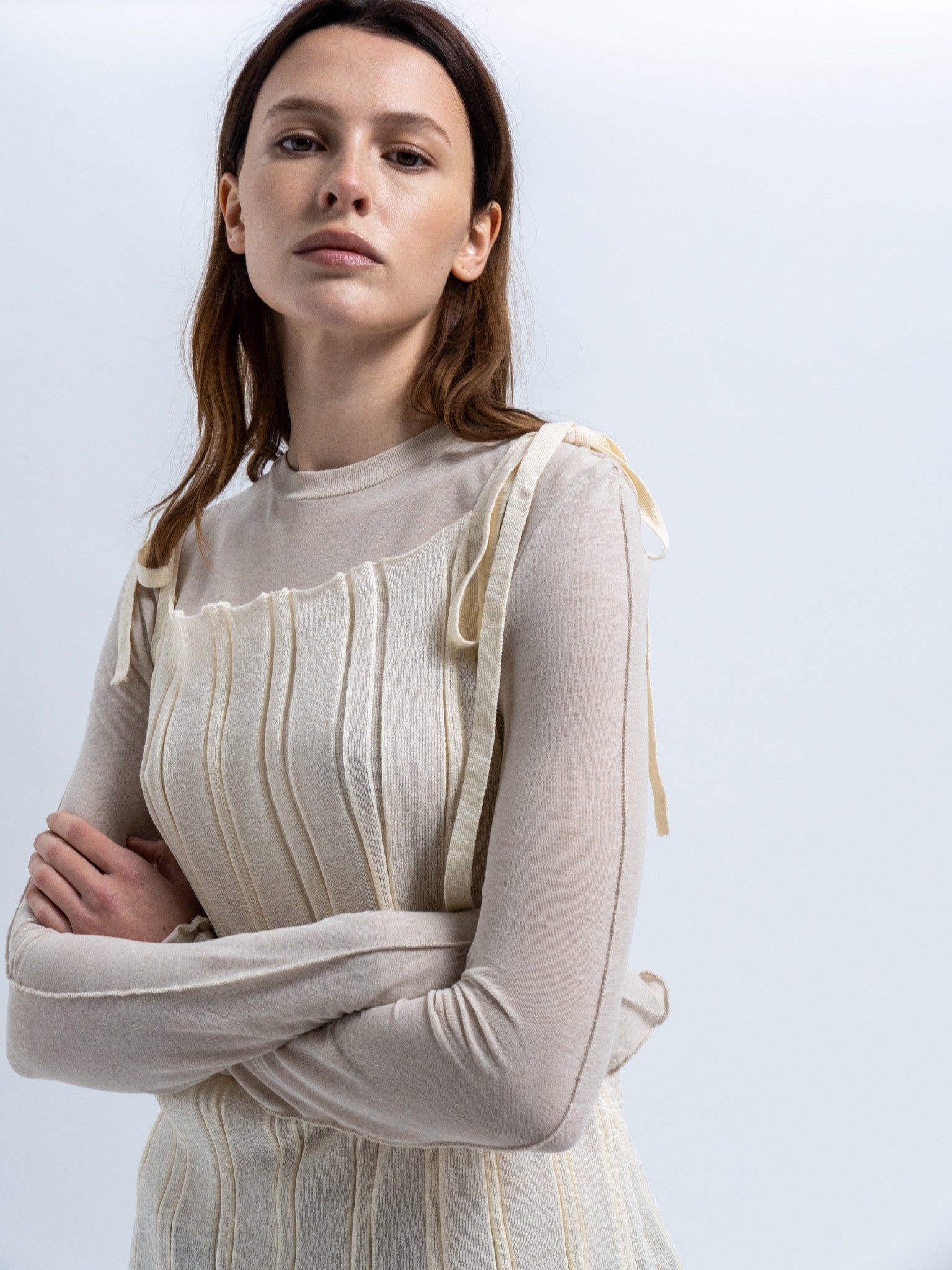 WMN Knitted Tie Tank Top - Off White