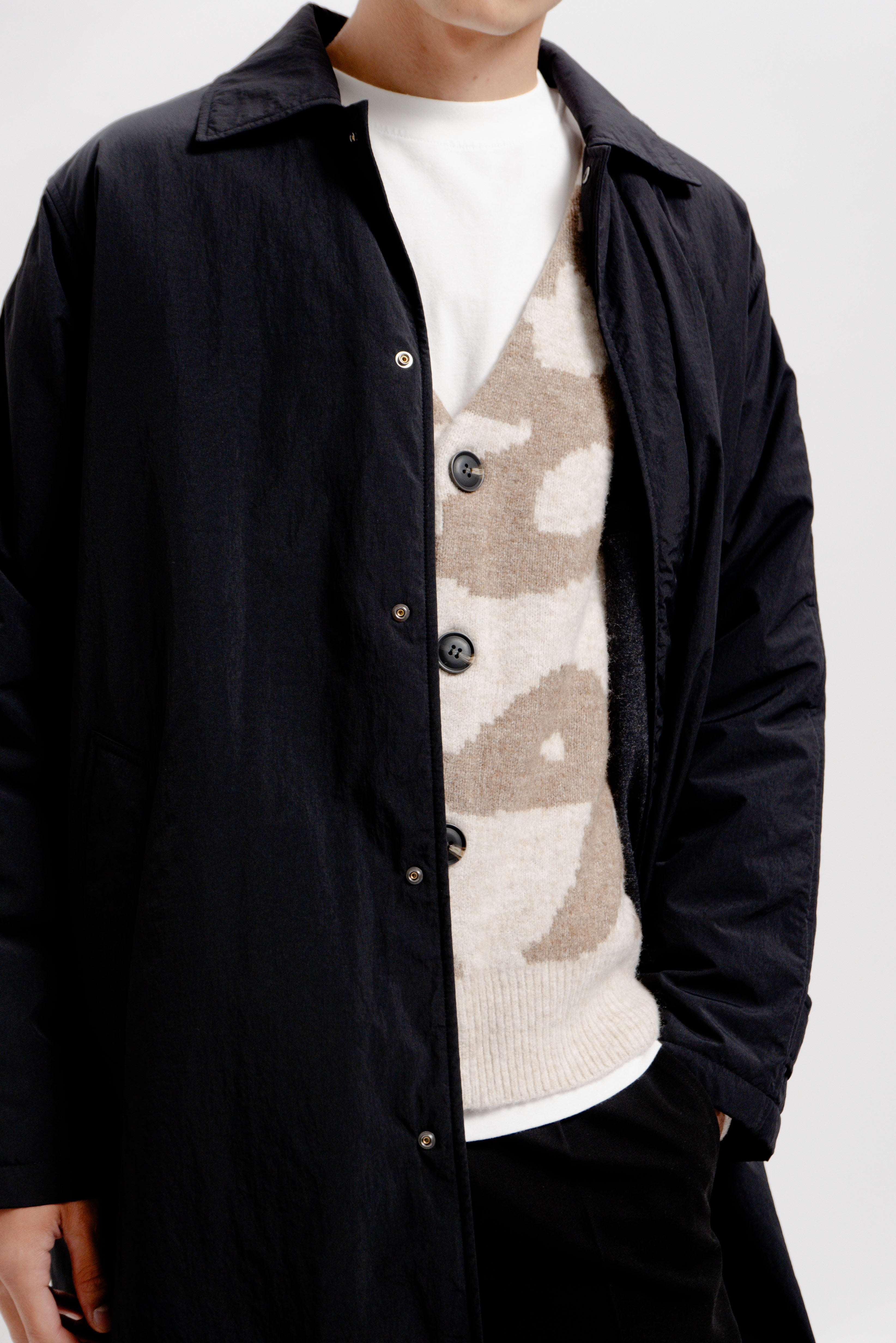 Nylon Padded Mac - Black