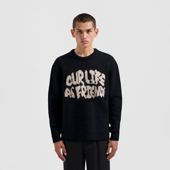 Stencil Knitted Crewneck - Black