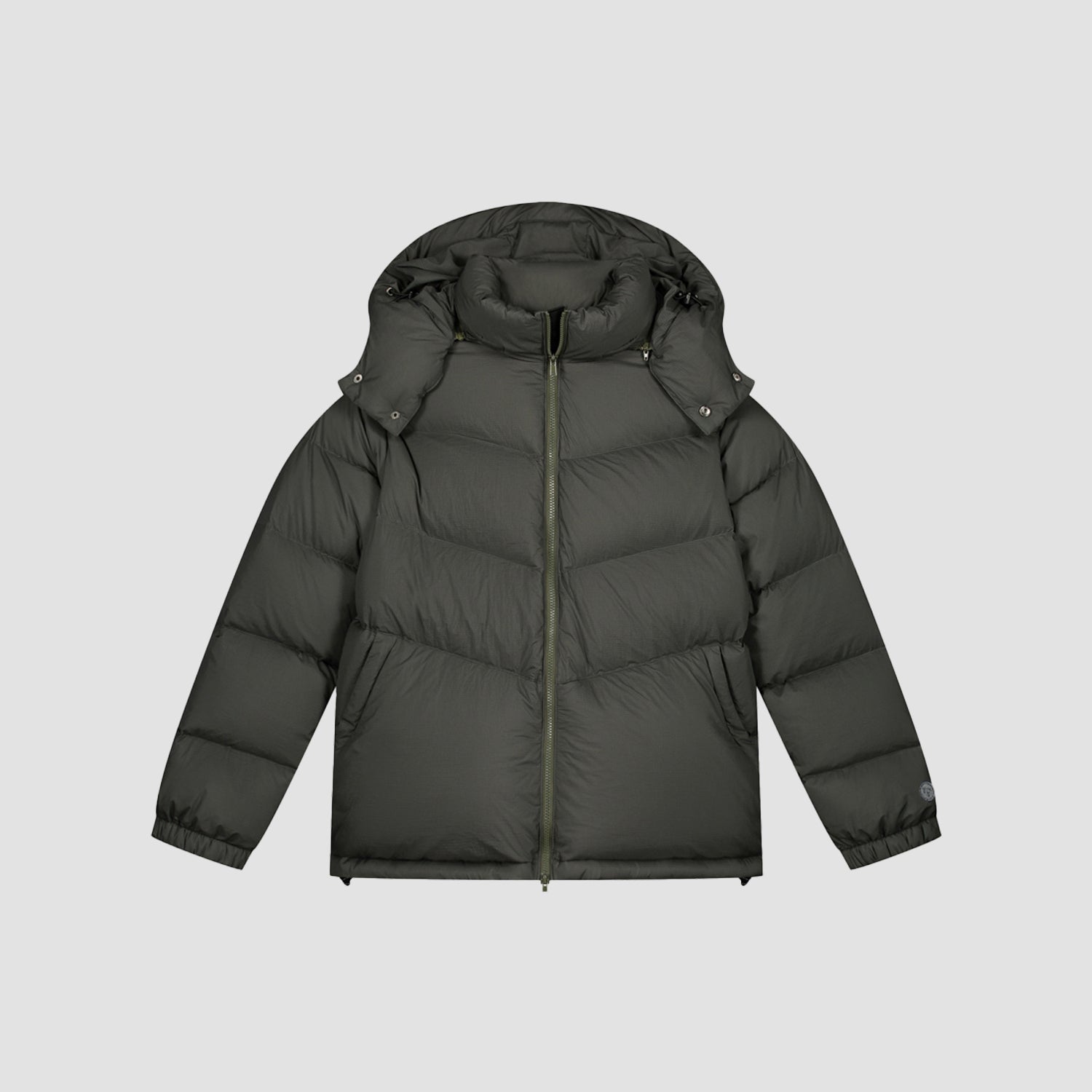 Chevron Puffer Jacket - Olive Green