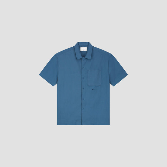 Cotton Linen SS Shirt - Ocean Blue