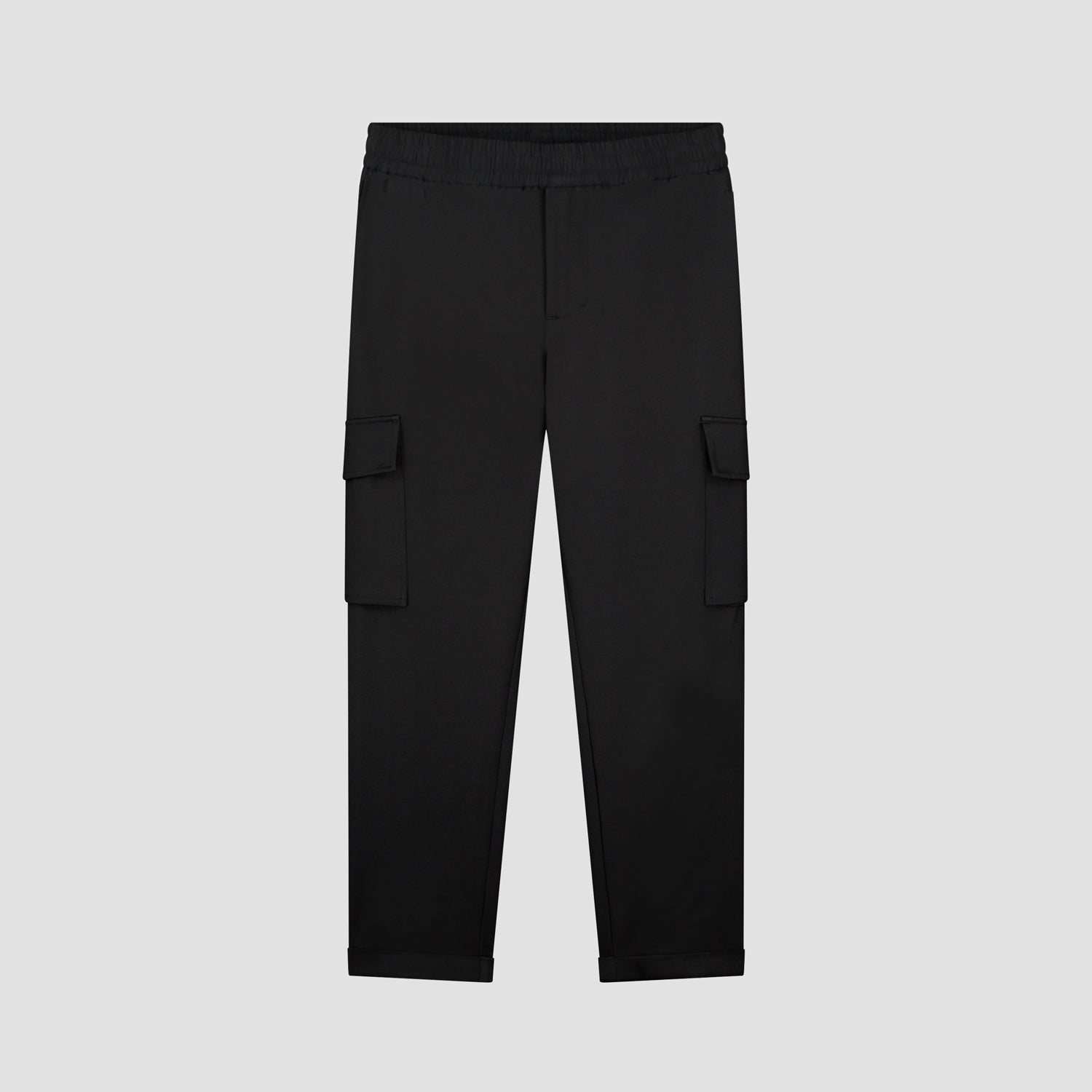Slim Elasticated Cargo Trousers - Black