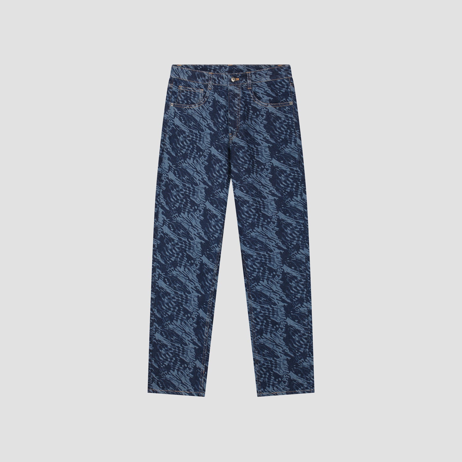 Water AOP Denim Pants - Blue