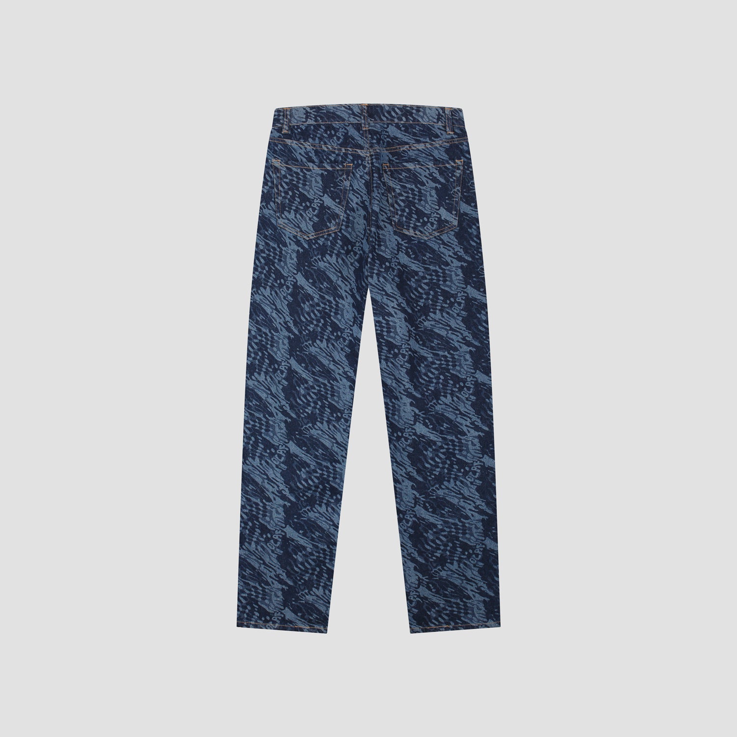 Water AOP Denim Pants - Blue