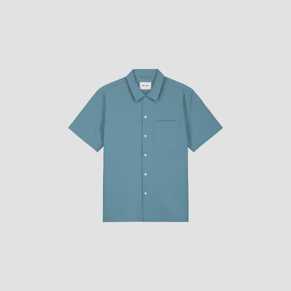 Seersucker Shirt SS - Storm Blue