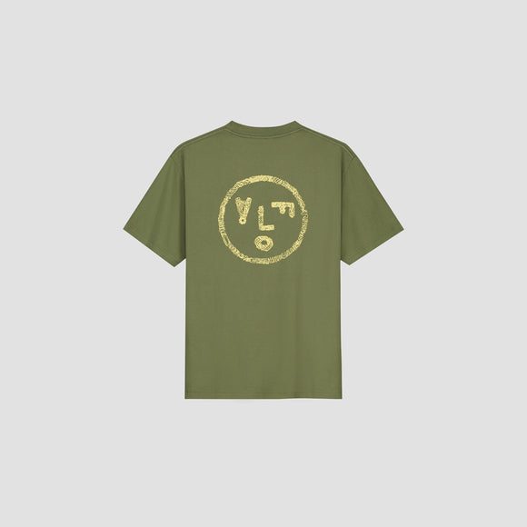 Scribble Face Tee - Light Olive