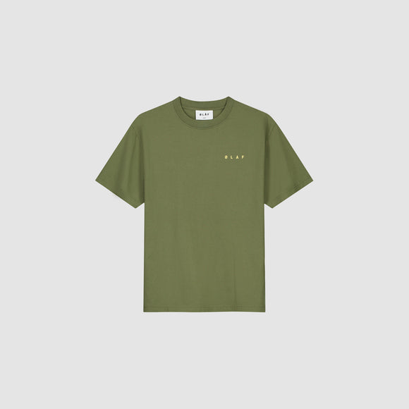 Scribble Face Tee - Light Olive