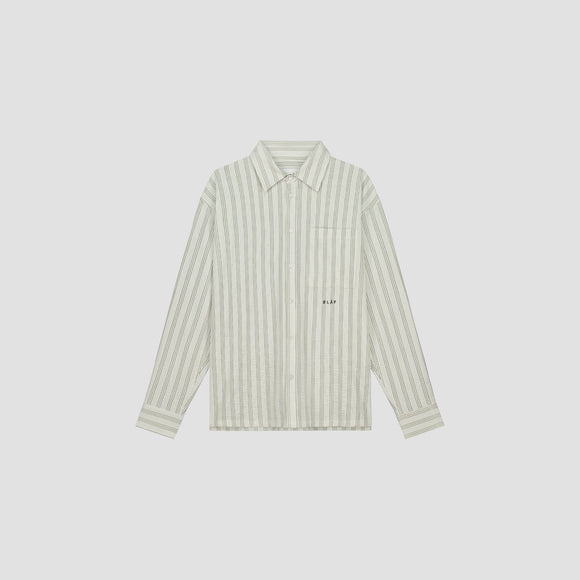 Seersucker Boxy Shirt - Green/White