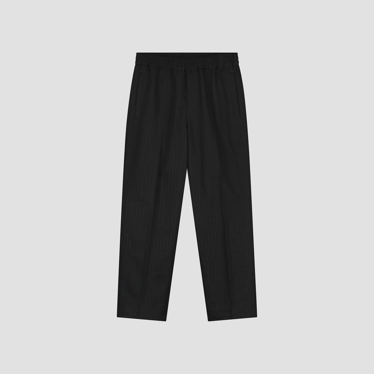 PINSTRIPE SLIM ELASTICATED TROUSER | BLACK