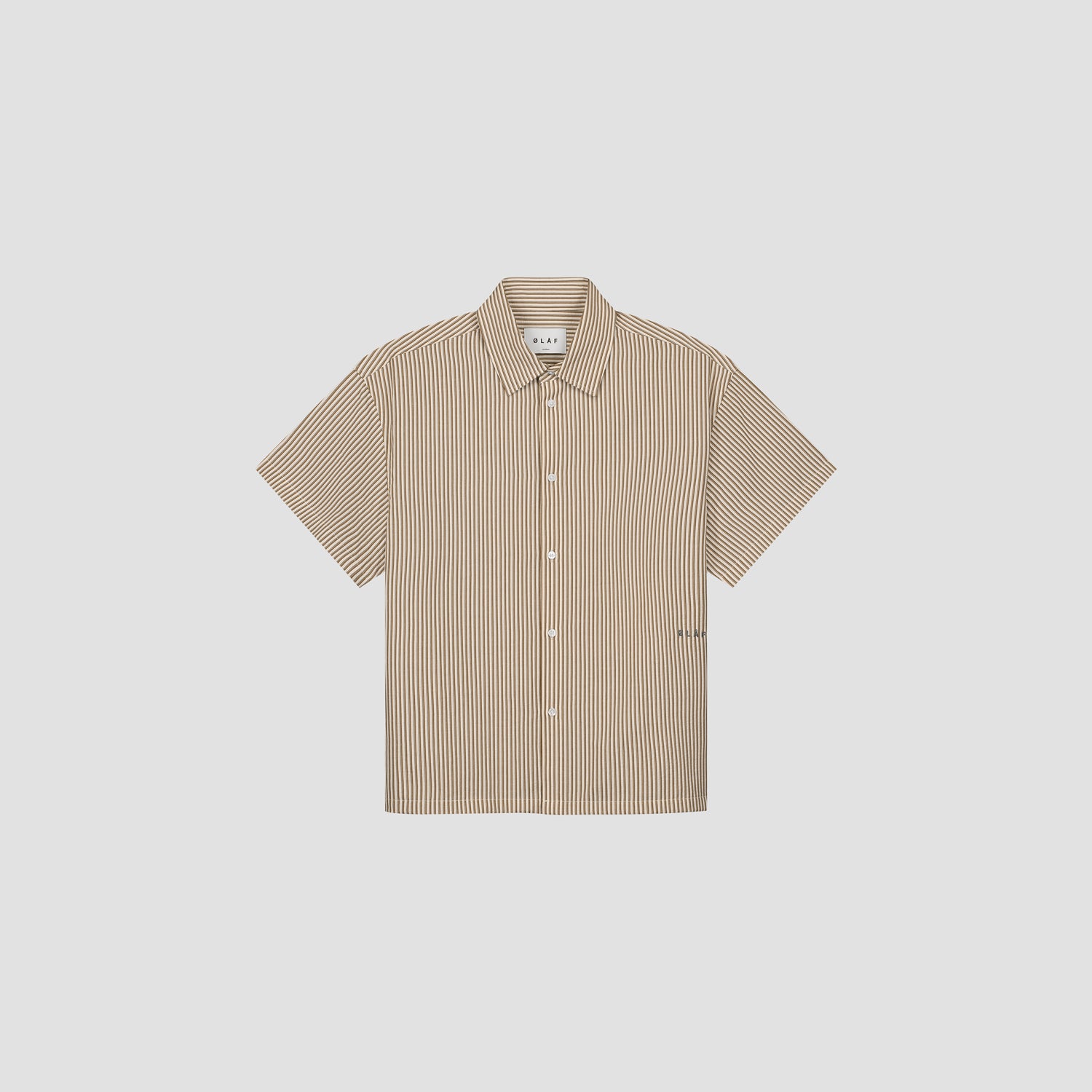 Boxy Seersucker Stripe SS Shirt - Cinnamon Brown