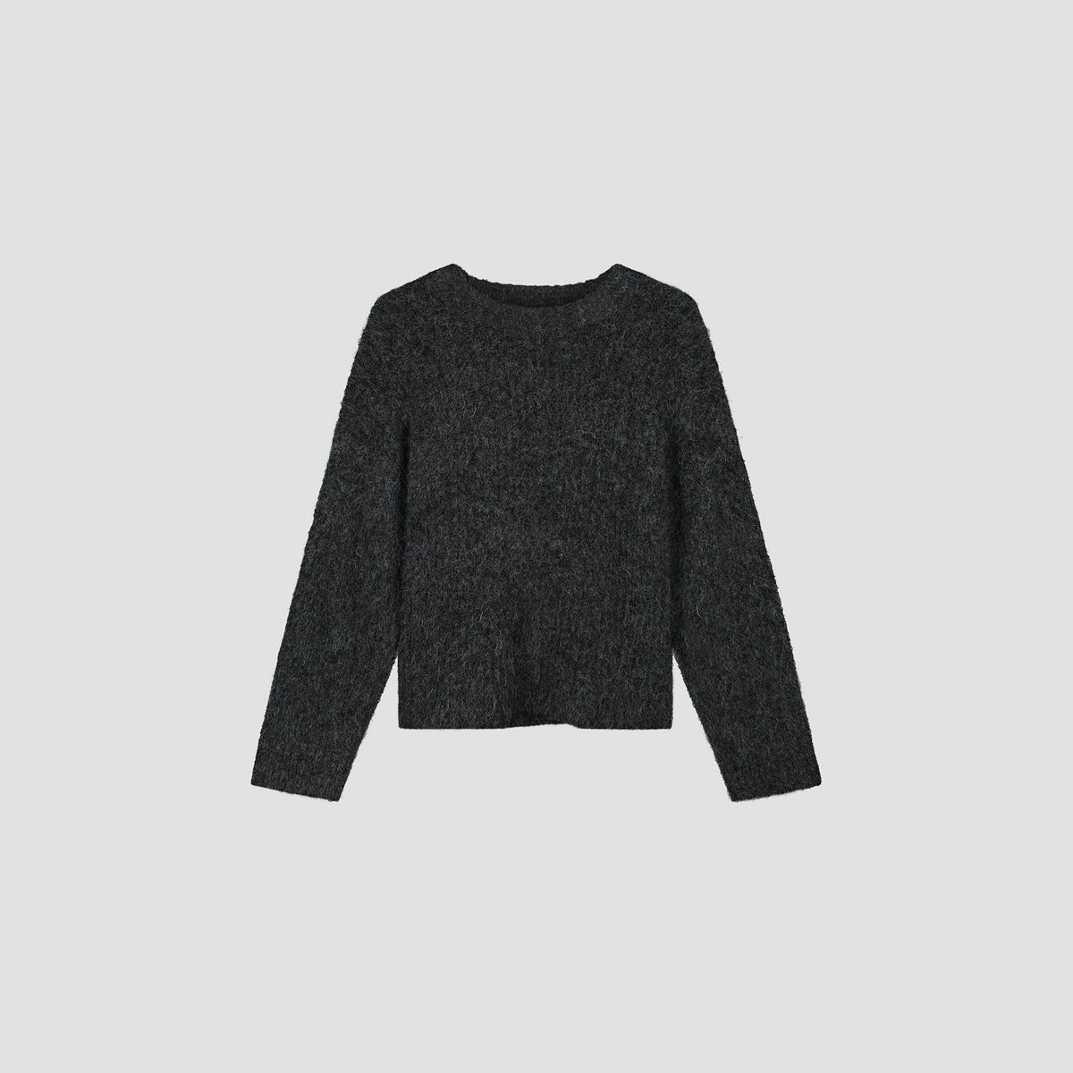 HAIRY KNITTED CREWNECK | CHARCOAL