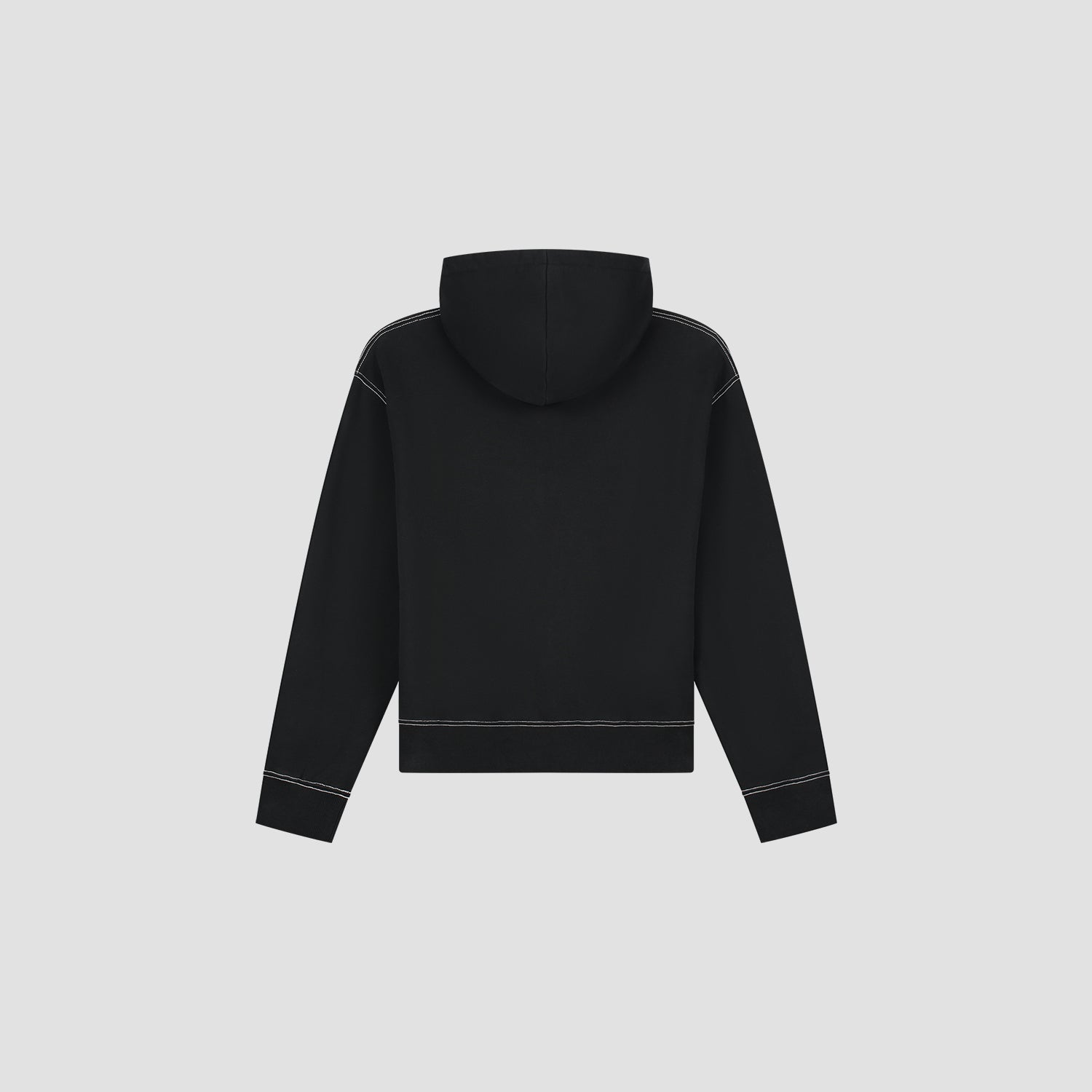 Contrast Signature Zip Hoodie - Black