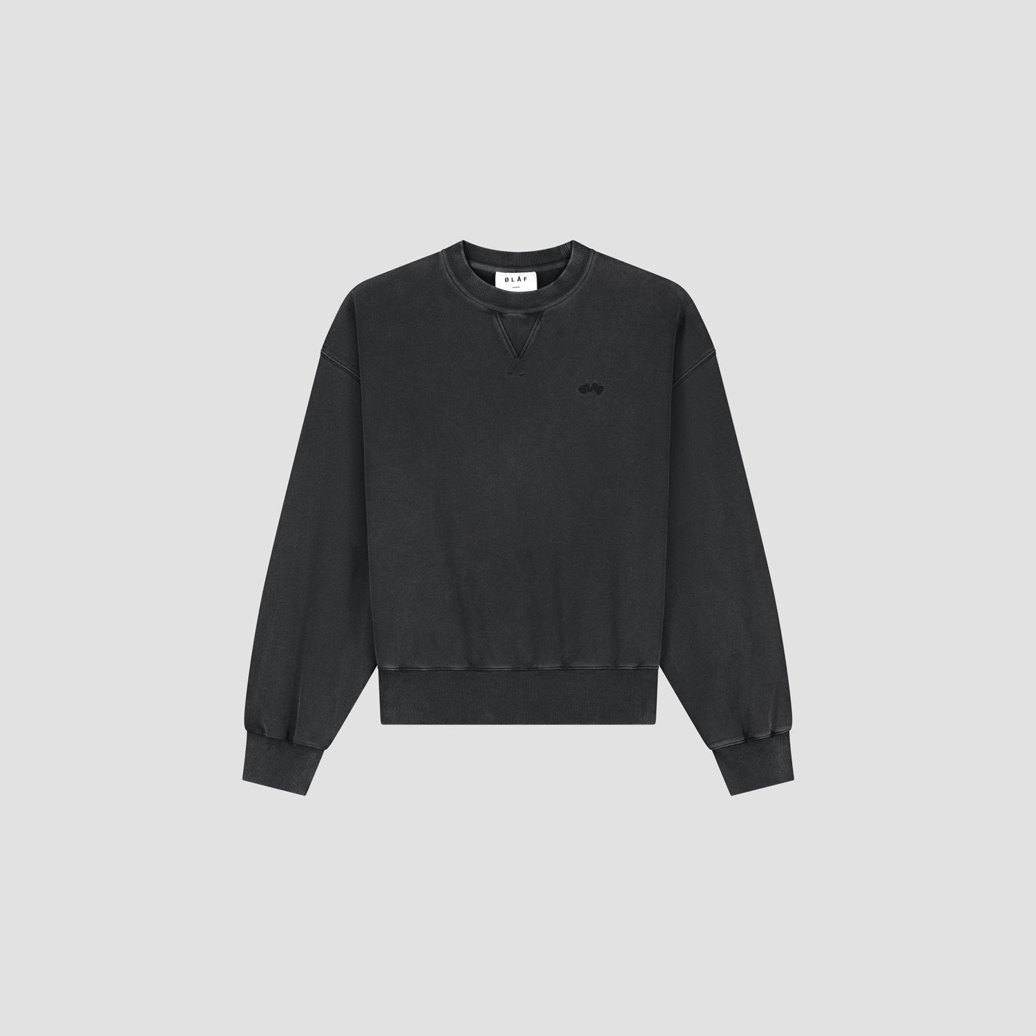 Washed Signature Boxy Crewneck - Charcoal