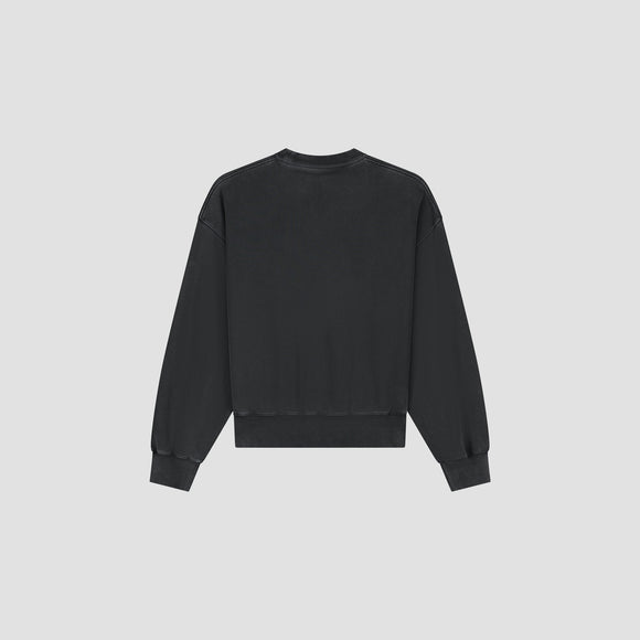 Washed Signature Boxy Crewneck - Charcoal