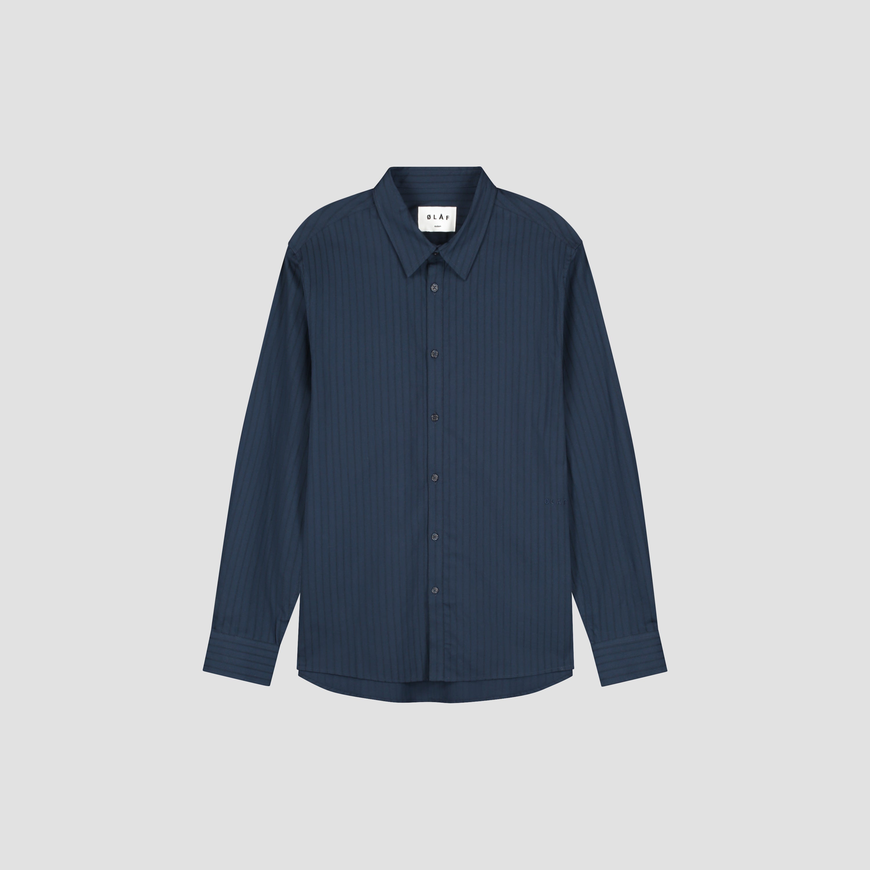 Stitched Striped Relaxed Shirt - Navy