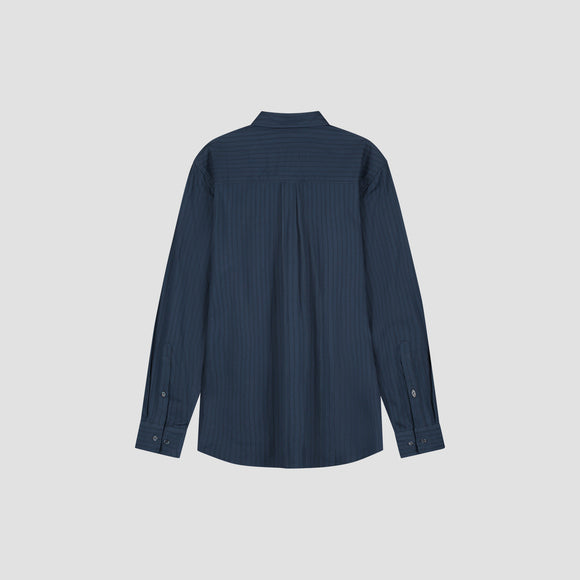 Stitched Striped Relaxed Shirt - Navy
