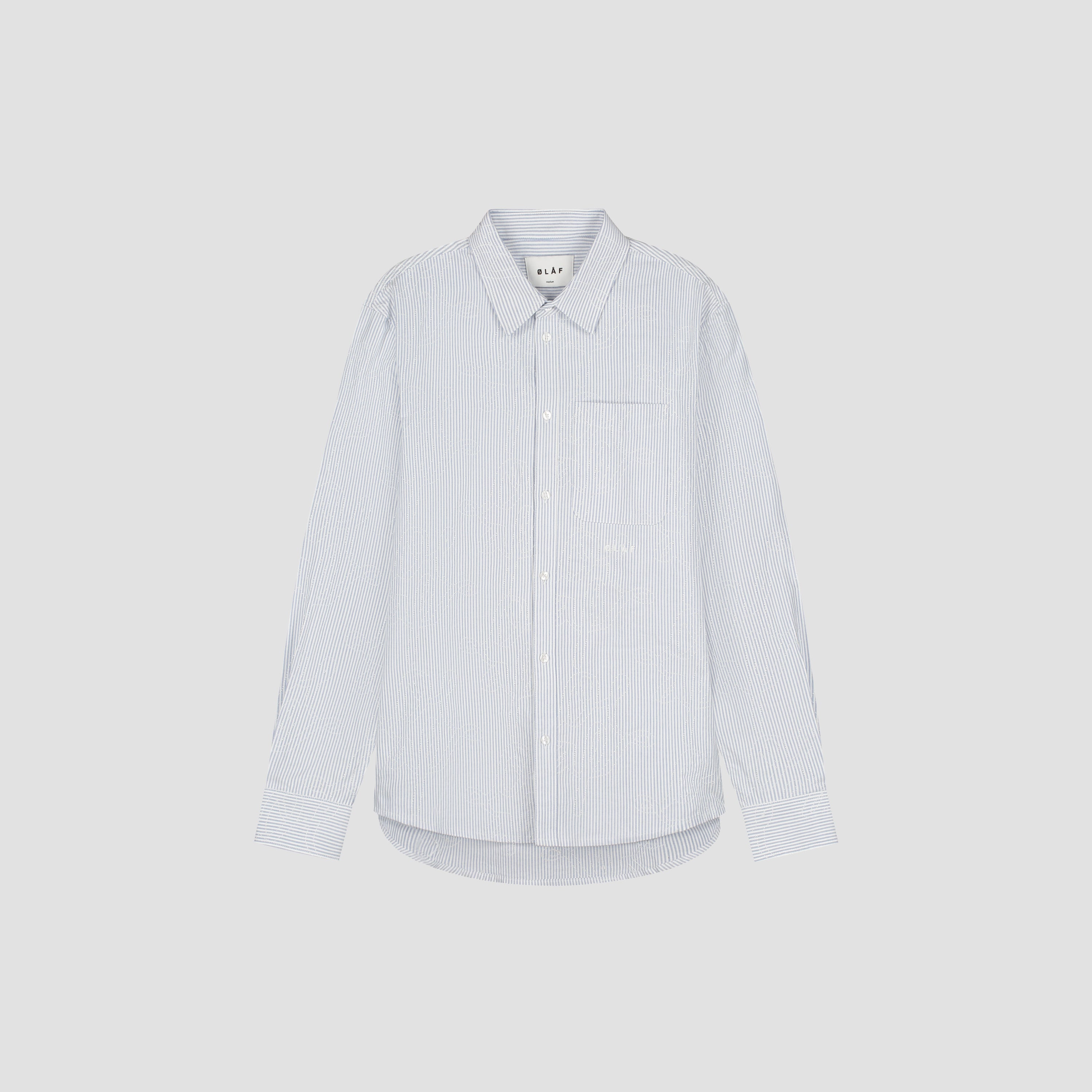 Monogram Embro Oxford Shirt - Blue Stripe – OLAF