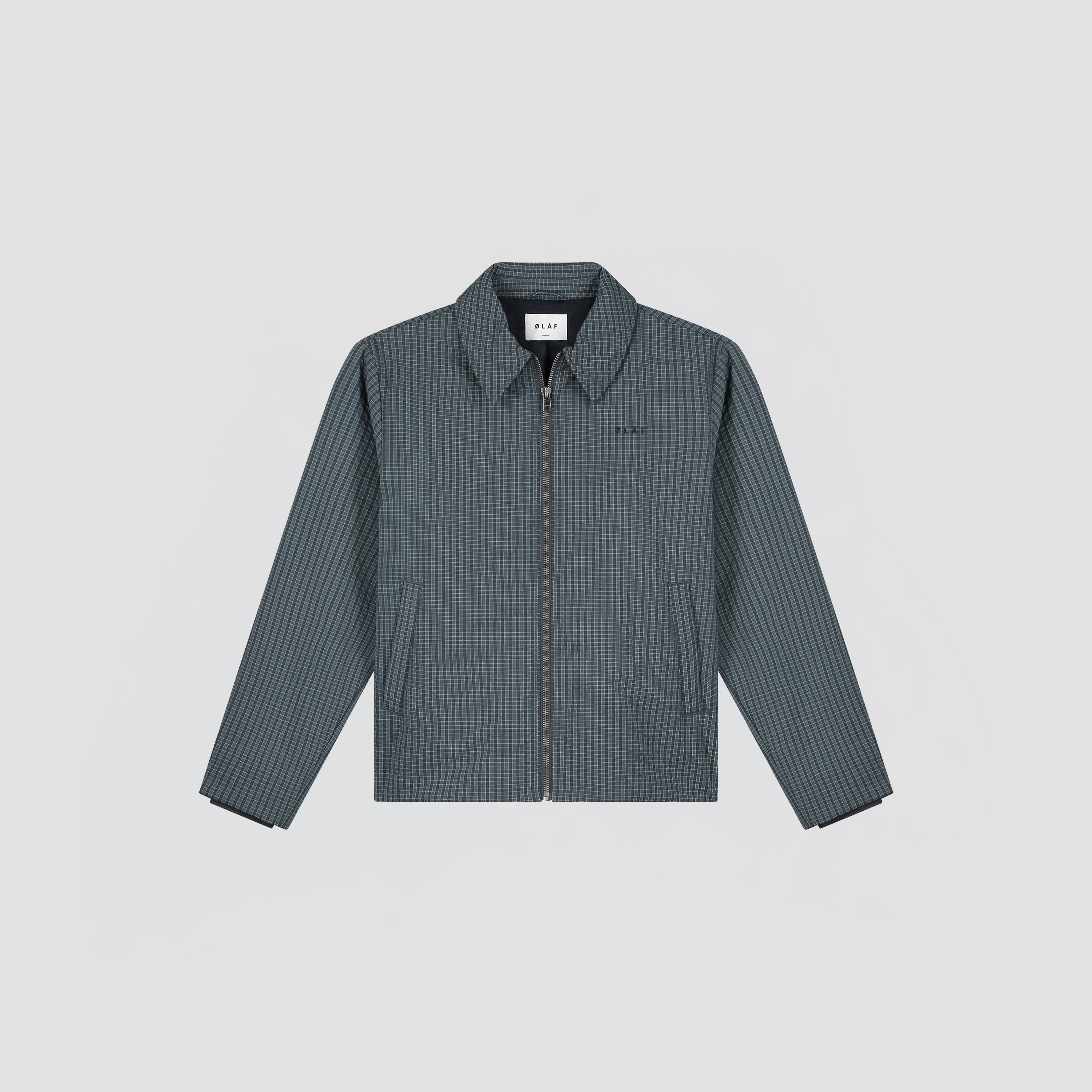 Checked Padded Coach Jacket - Navy