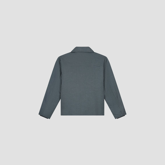 Checked Padded Coach Jacket - Navy