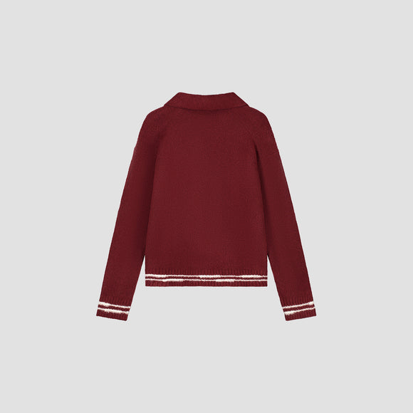 Crafted Detail Knitted Polo - Rum Raisin