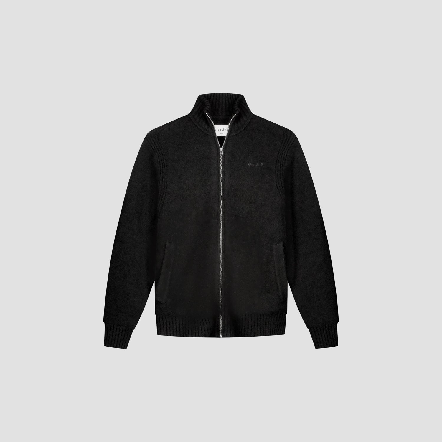 Zip Knitted Mock Neck - Black