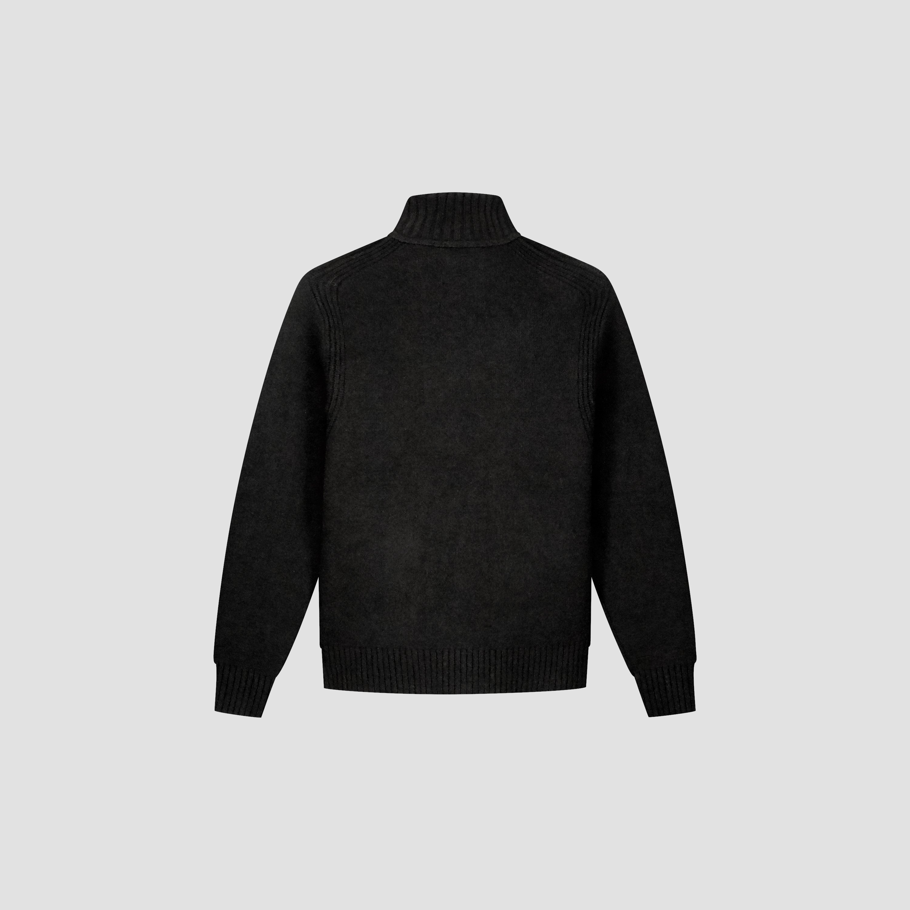 Zip Knitted Mock Neck - Black