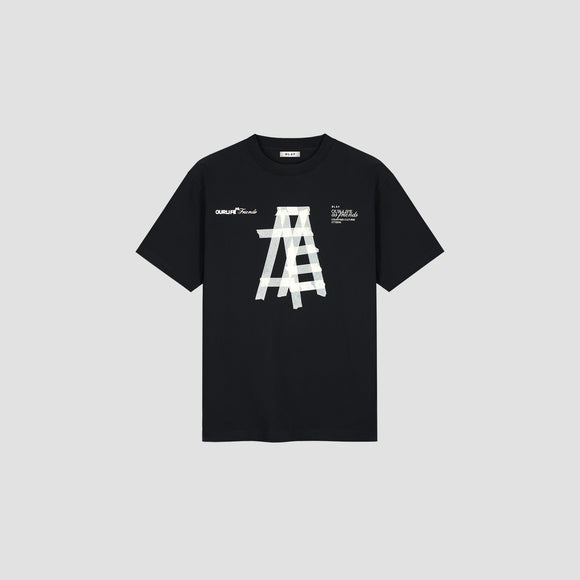 Taped Ladder SS Tee - Black