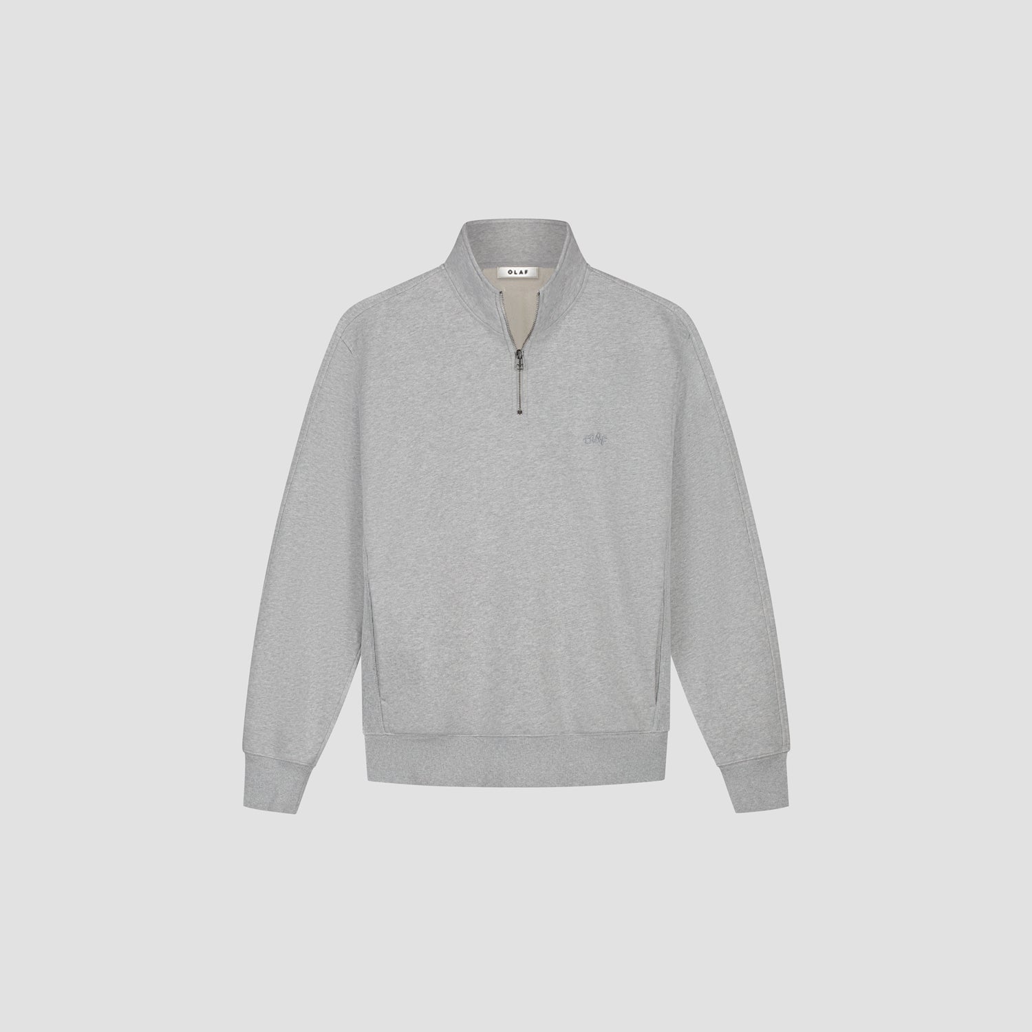 Signature Zip Mock - Heather Grey