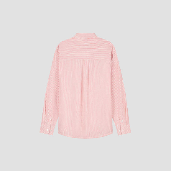 Oversized Stripe Oxford Shirt - Burnt Coral