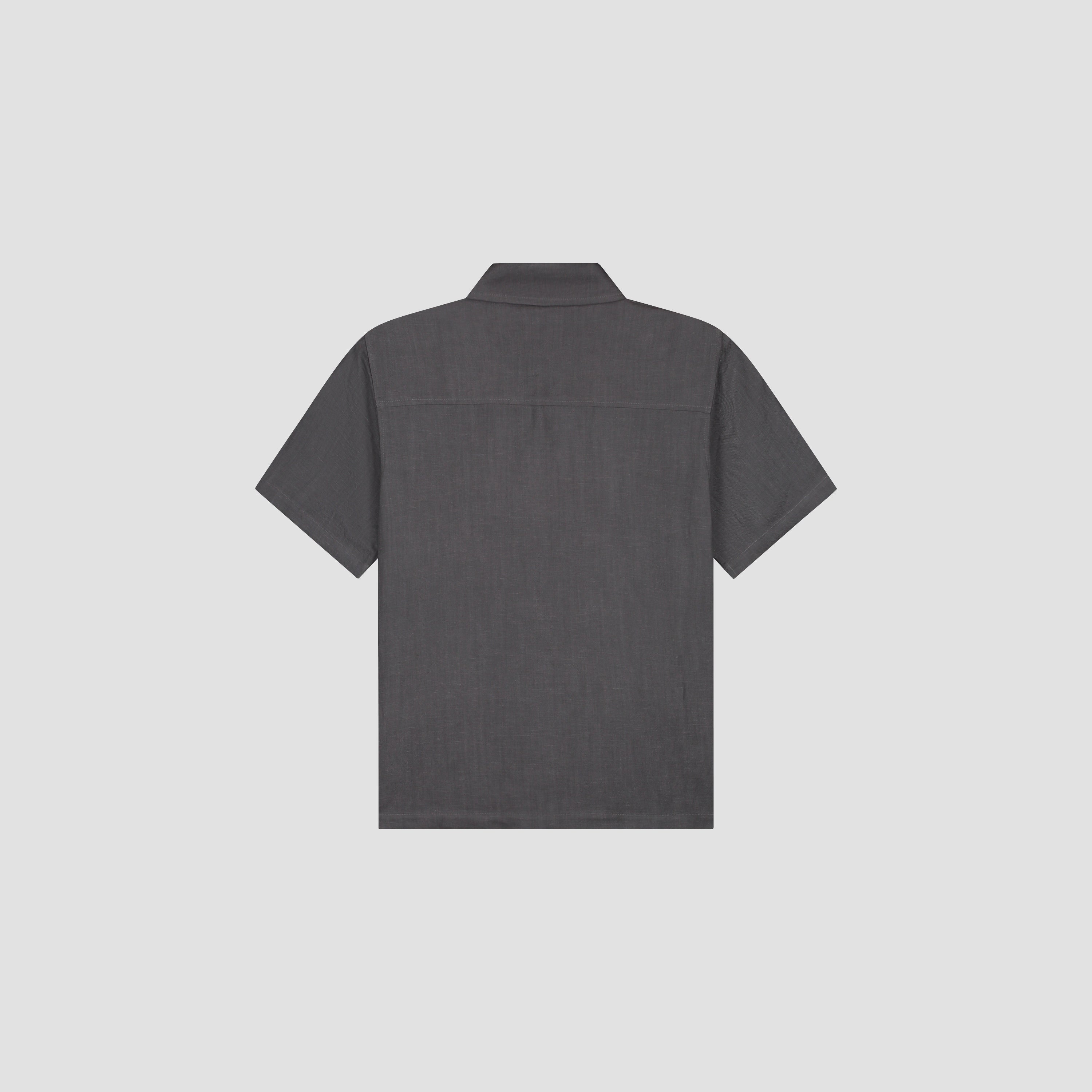 Linen Blend SS Shirt - Charcoal