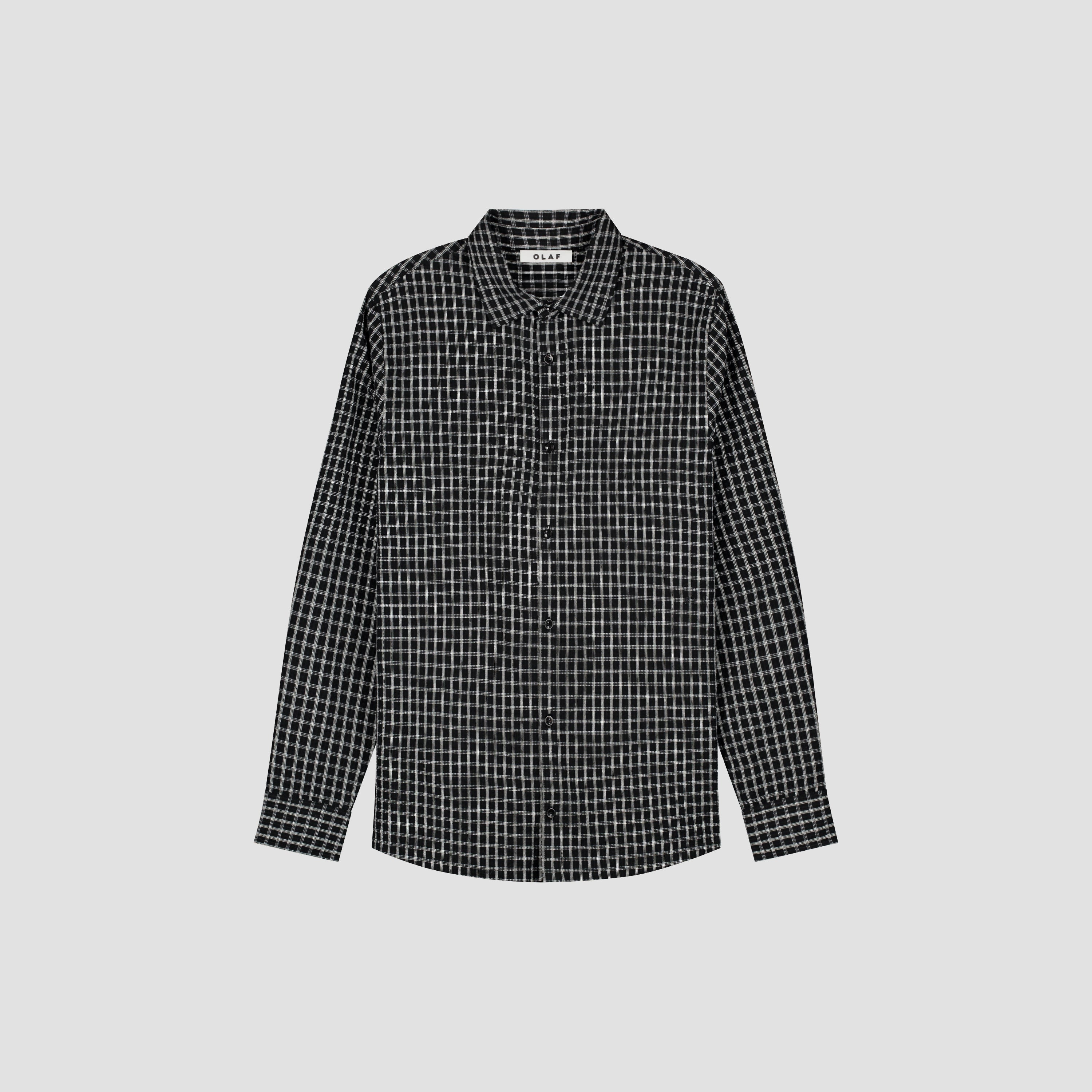 Checked Seersucker LS Shirt - Black – OLAF