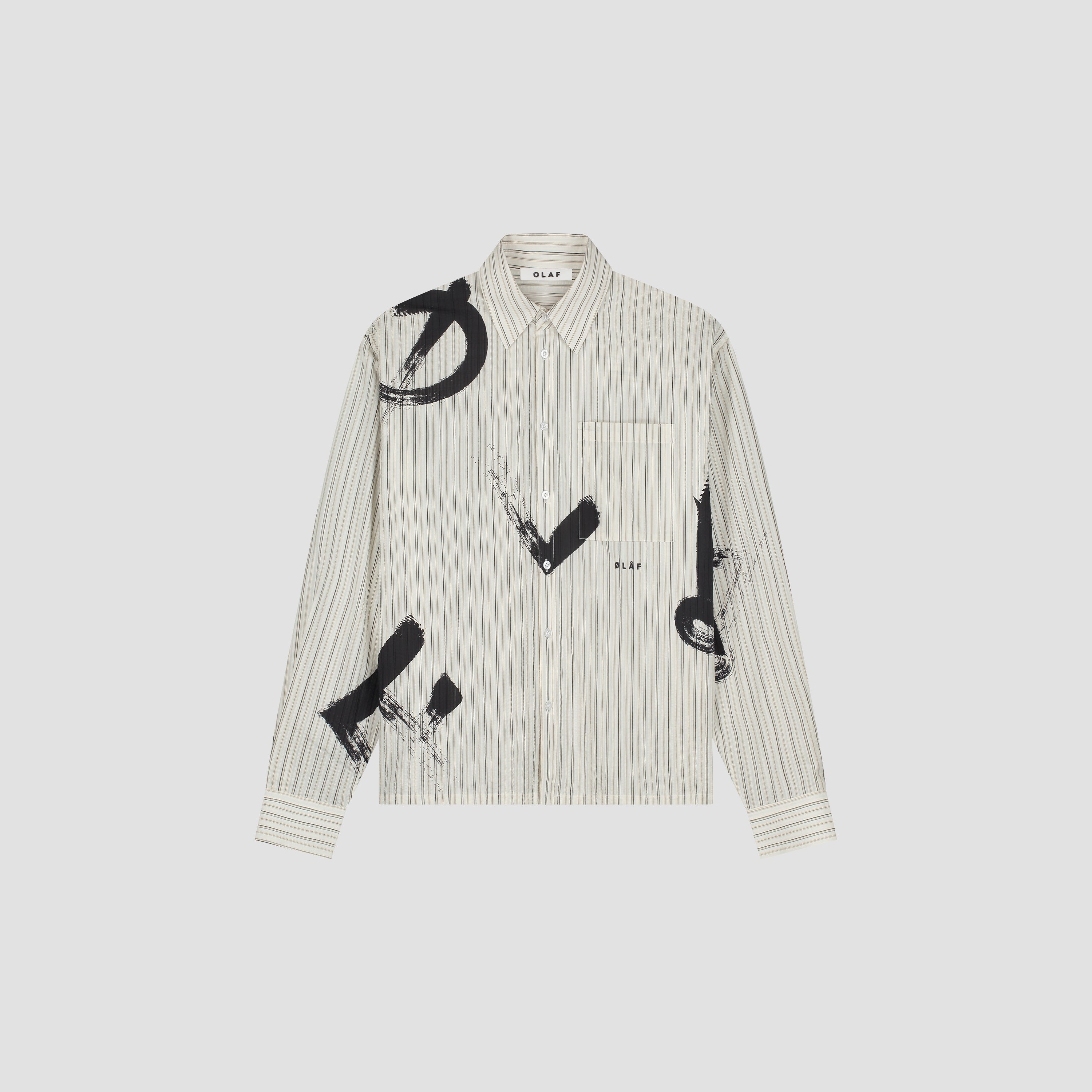 Brushstroke Logo Stripe LS Shirt - Charcoal/White