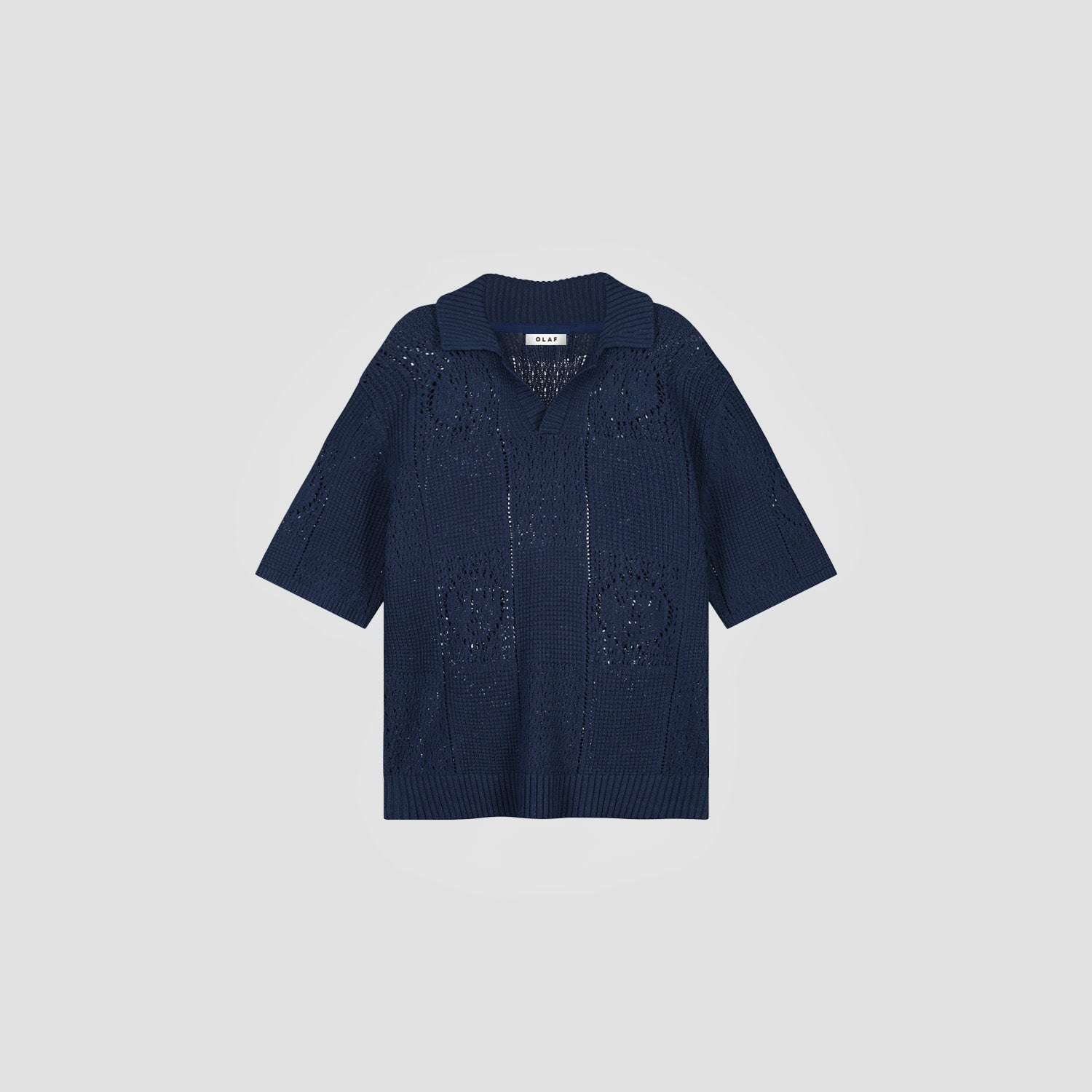 Face Logo Knit Polo - Navy
