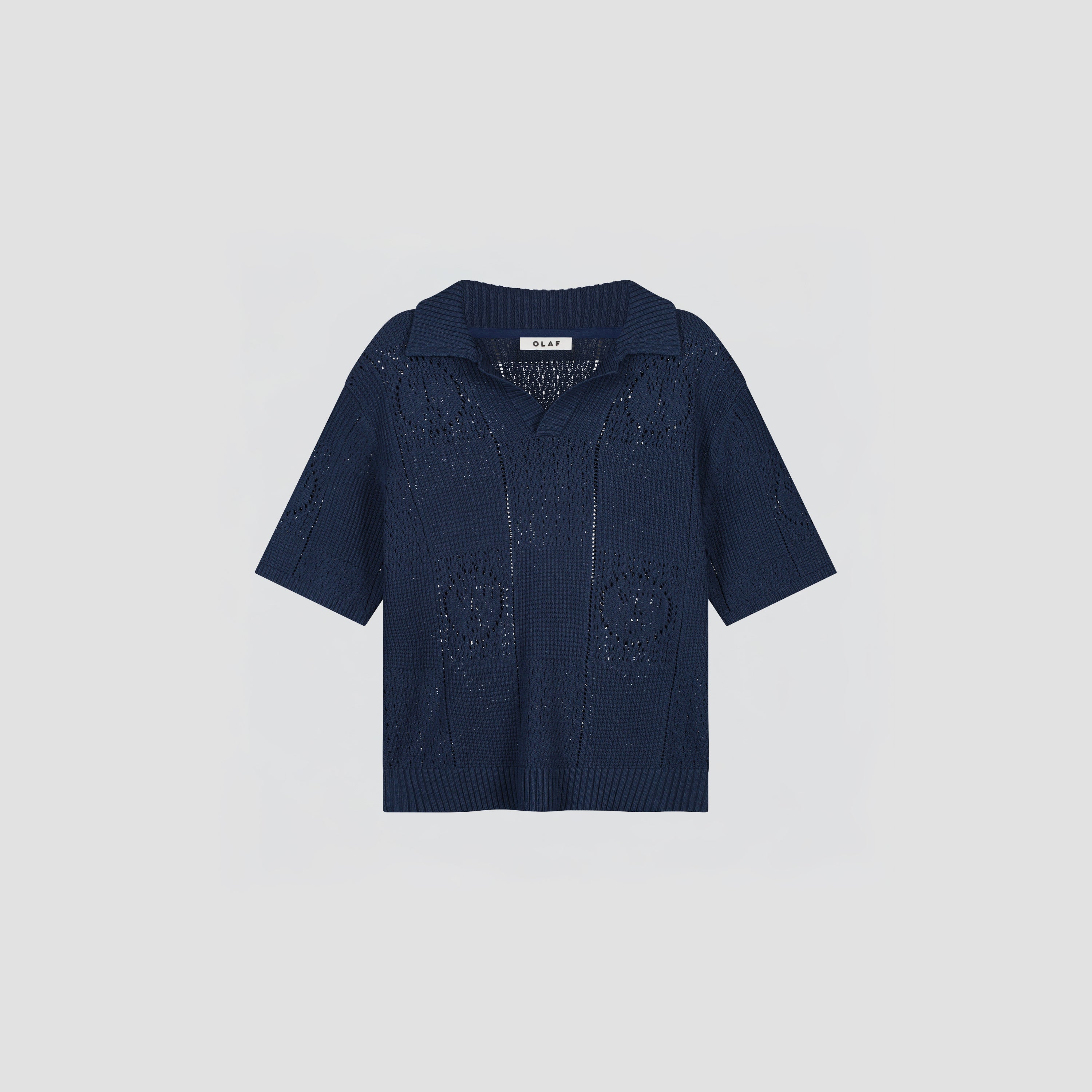 Face Logo Knit Polo - Navy