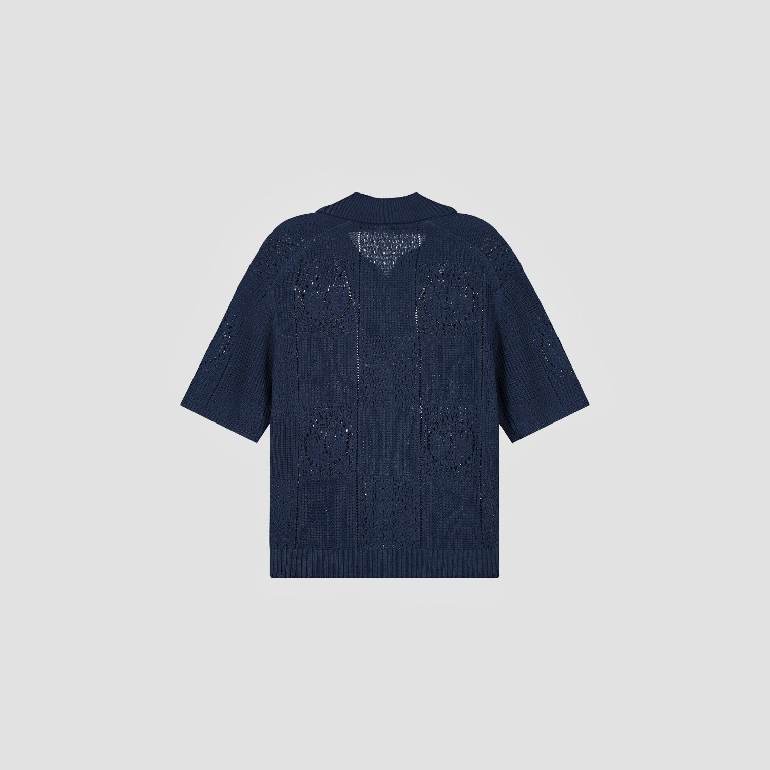 Face Logo Knit Polo - Navy