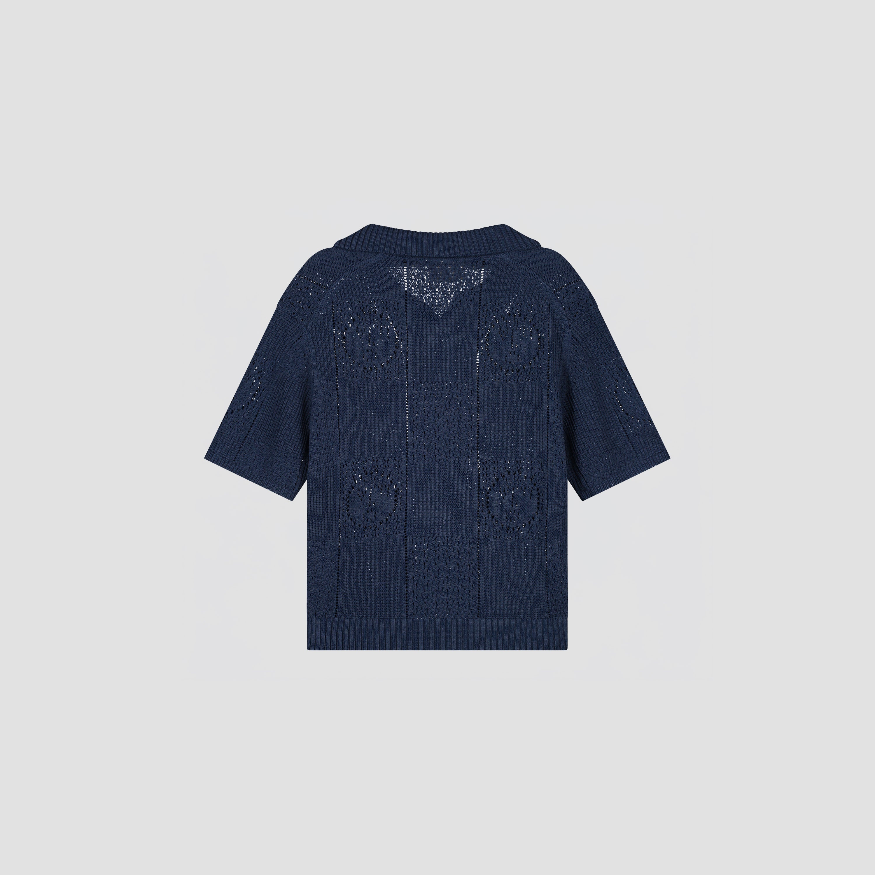 Face Logo Knit Polo - Navy