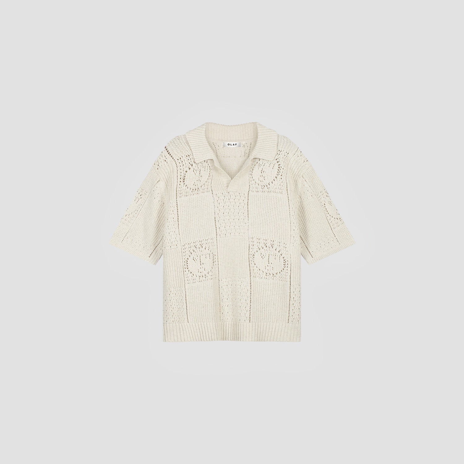 Face Logo Knit Polo - Off White