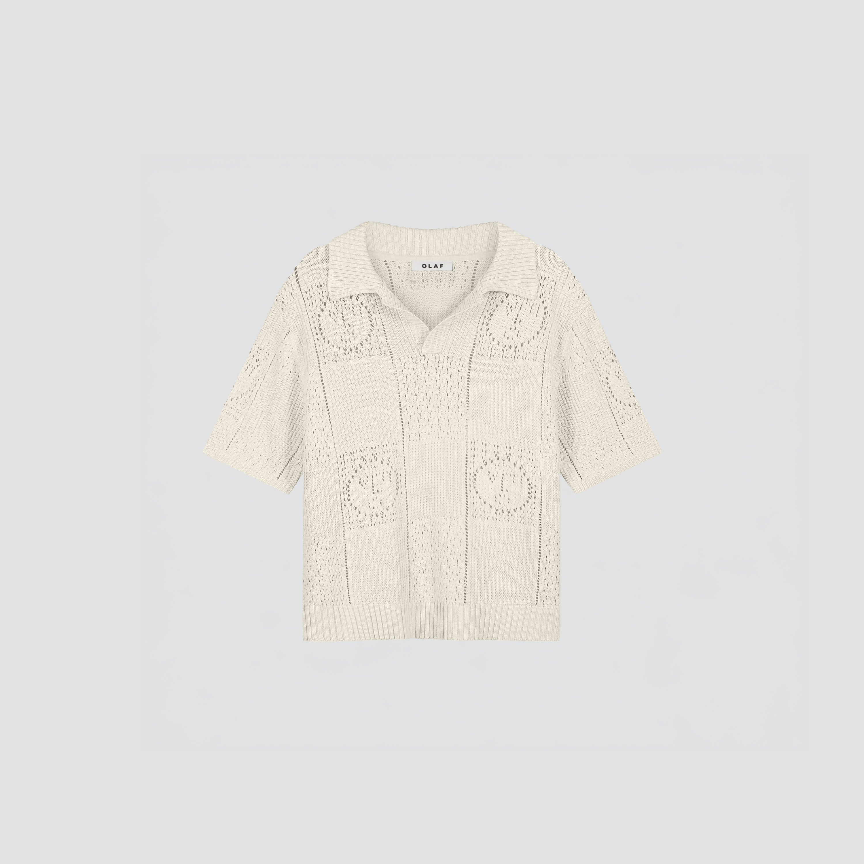 Face Logo Knit Polo - Off White