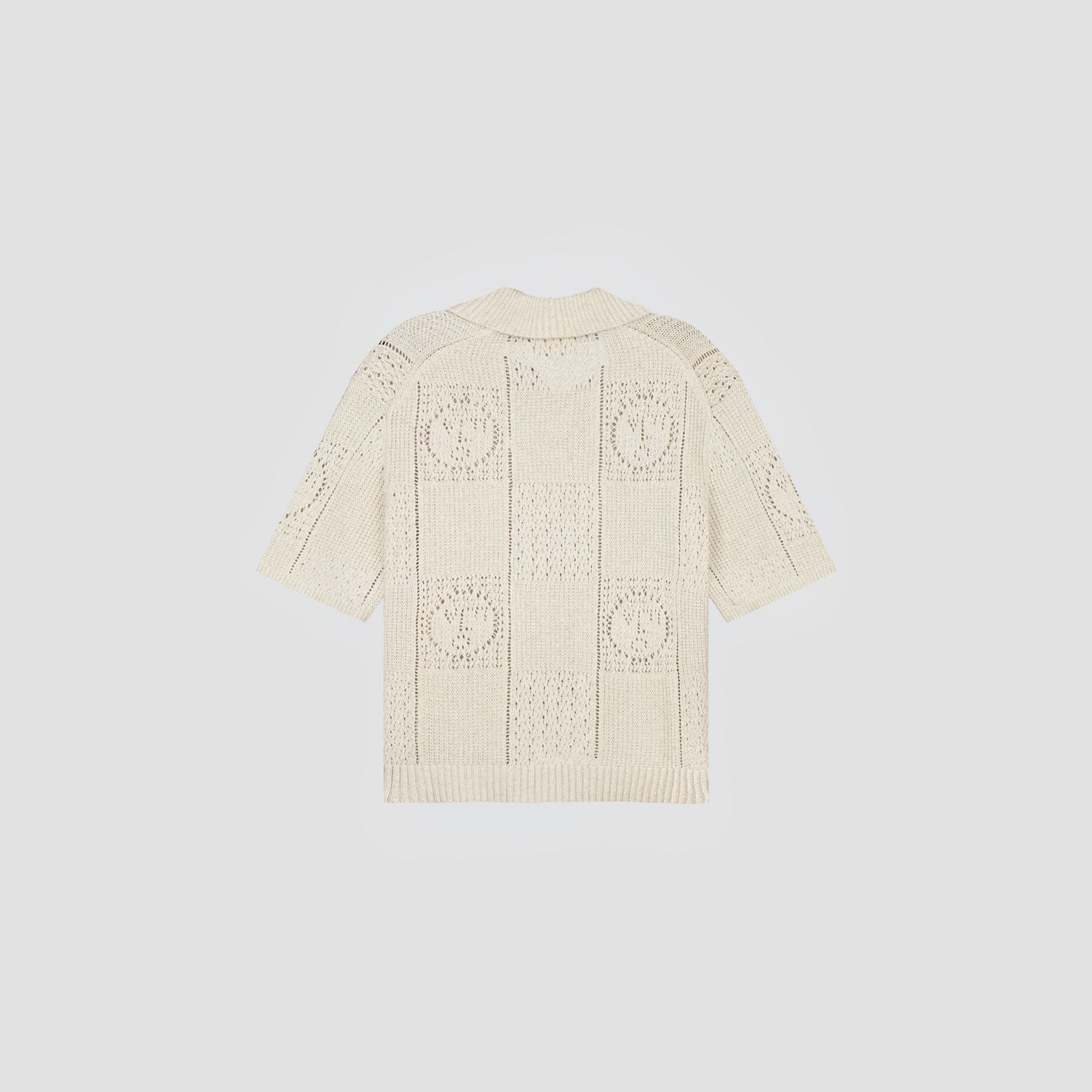 Face Logo Knit Polo - Off White