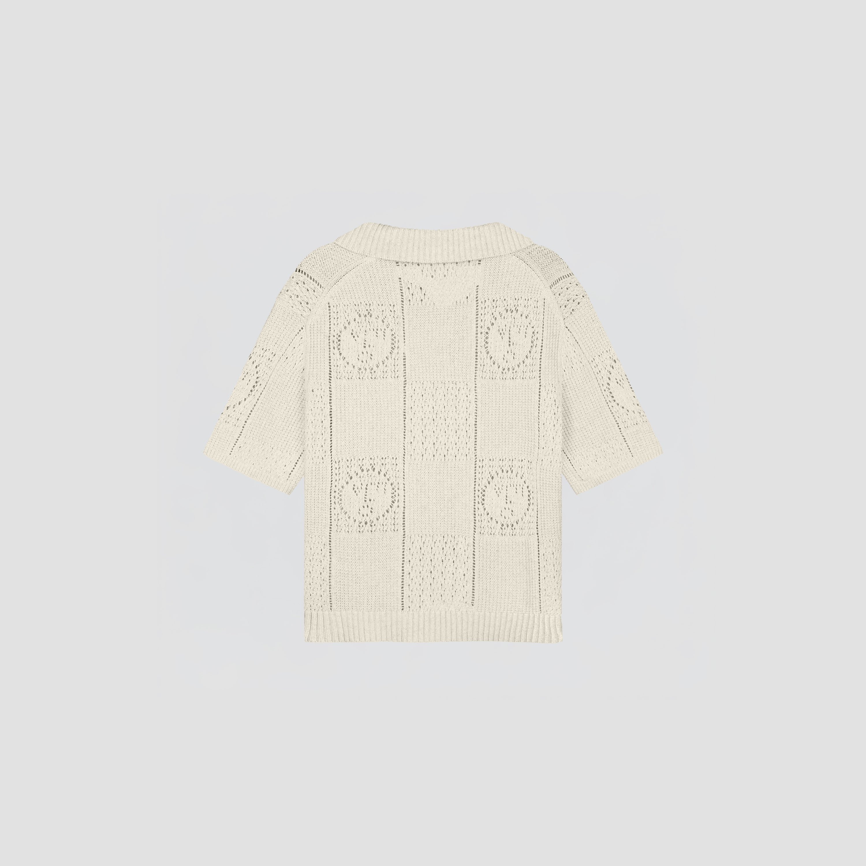 Face Logo Knit Polo - Off White